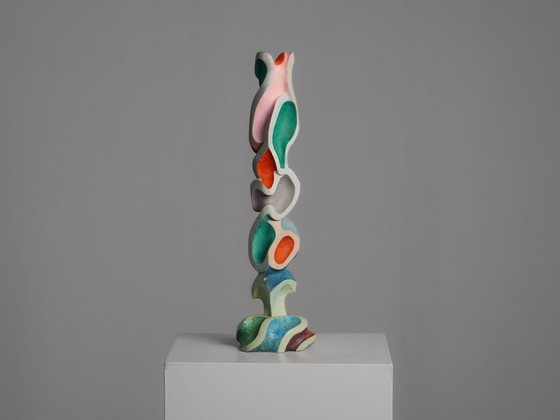 Abstrakte polychrome Holz-Bildhauerei, zugeschrieben Ivan Stoyanov, Bulgarien, 1981 (photo 5 of 10)