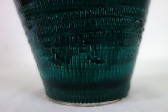 Image 1 of Vintage green ceramic vase in the style of Aldo Londi Bitossi