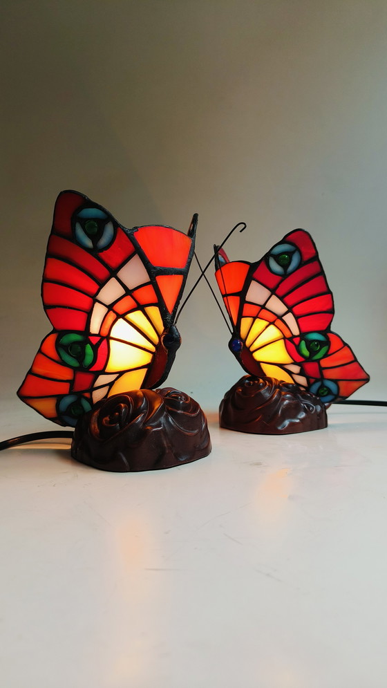 Image 1 of Mabrilux stained glass tiffany style butterfly lamp belgium