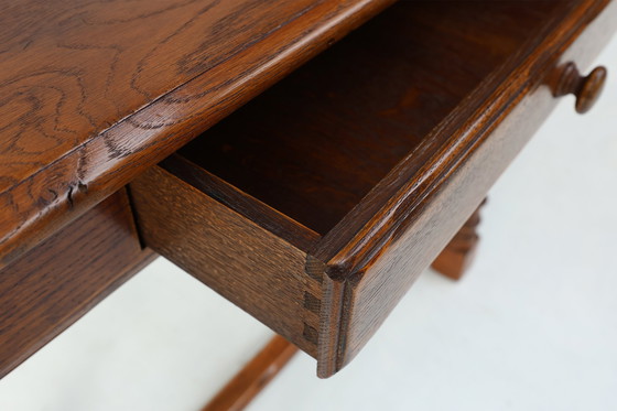 Image 1 of Rustic Oak Console Table with Drawer, Belgium ca. 1800
