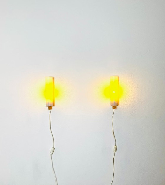 Lampade da parete cilindriche di Uno & Östen Kristiansson per Luxus, Svezia, anni '60 – Applique, Wood (photo 3 of 5)