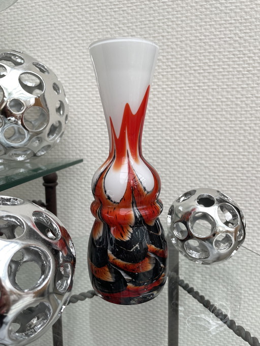 Murano vase Carlo Moretti Opaline Florence Multicolored vintage pop art opal vase from Florence, design, 1970s, Italy