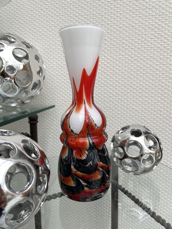 Image 1 of Murano Vase Carlo Moretti Opaline Florence Vase vintage multicolore pop art opalin de Florence, design, années 1970, Italie