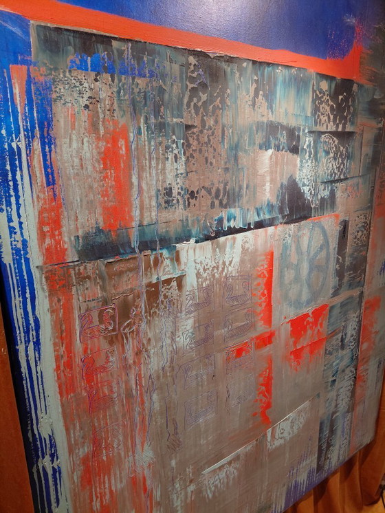 Image 1 of Simon Woudwijk 'Construction III' oil acrylic on canvas, unique! 