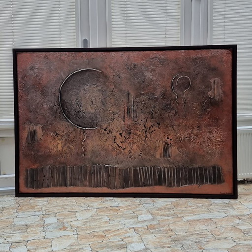 Frances Eckhardt - Hedendaagse kunst abstract figuratief schilderij structuur metallics 100x150 cm
