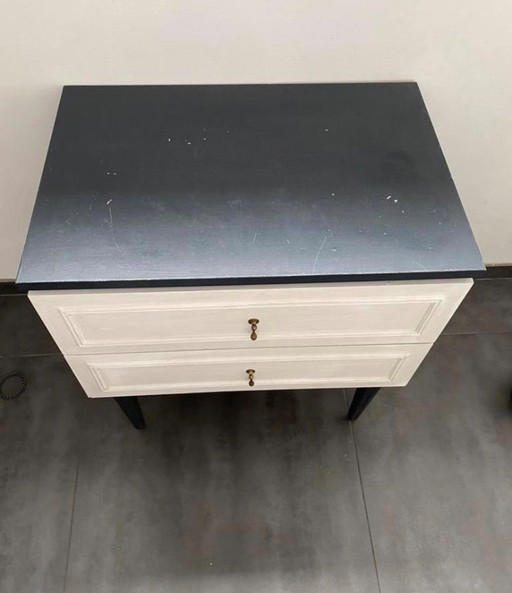 Vintage-Nachttisch mit 2 Schubladen