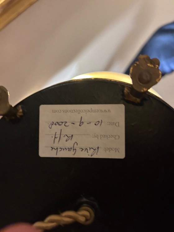 Image 1 of Louis XV Bouilotte Tischlampe Rive Gauche Empel Kollektionen schwarzer Schirm und Blattgoldpatina