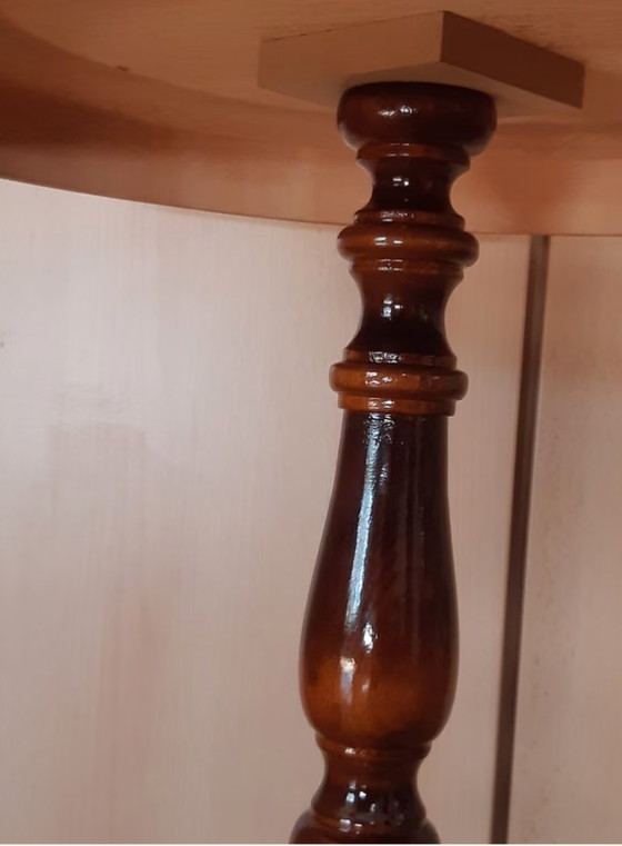 Elegante Tavolino Intarsiato, Lucidato a Mano con Gommalacca, Tavolini, Legno, Marrone (foto 6 di 8)