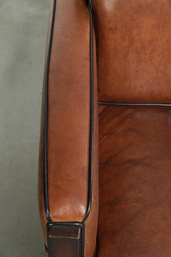 Sehr interessanter Art Deco Design Sessel aus Schafsleder mit tollem Design und schönen Farben – Leather (photo 7 of 12)