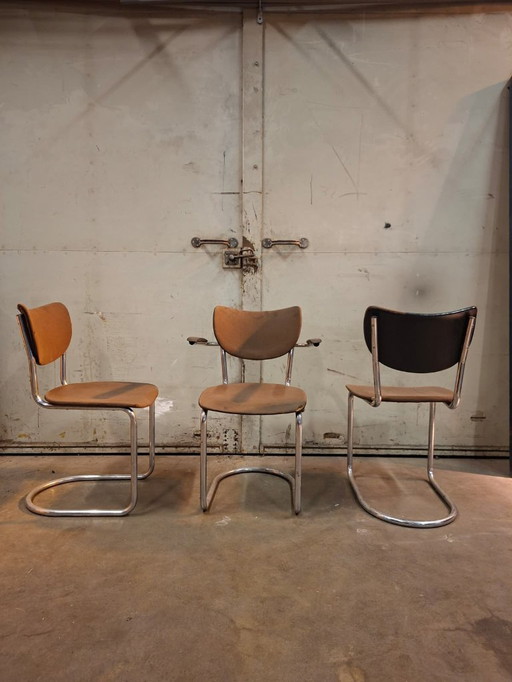 3x De Wit buisframe vintage stoelen jaren 60