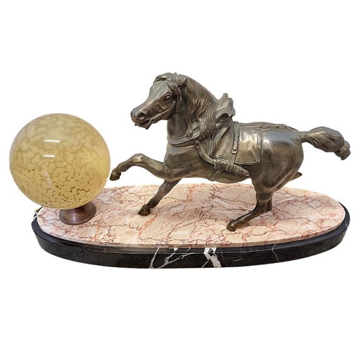 French Art Deco Horse Lamp from the 1930s – tafellampen, Marble (photo 2 of 9)