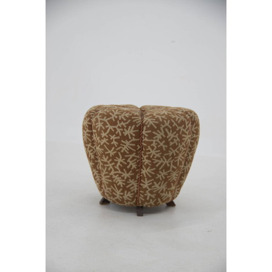 Image 1 of Vintage Art Deco stool in wood and fabric for Up Zavody, Czechoslovakia 1930s