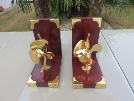 Image 1 of Buchstütze "Schiffsschraube" Palisander, Messing, 1970