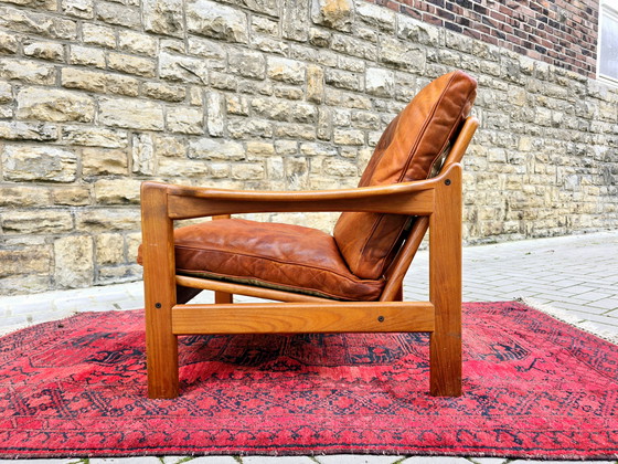 Image 1 of Poltrona vintage in pelle stile anni '60-'70, metà secolo.