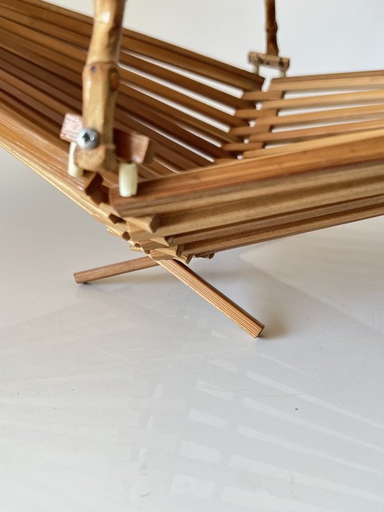 Image 1 of Cestino pieghevole per la frutta vintage – Manico in bambù – Anni '50