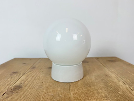 Vintage White Porcelain Ceiling Light with Milk Glass, 1960s – plafondlampen (photo 2 of 11)