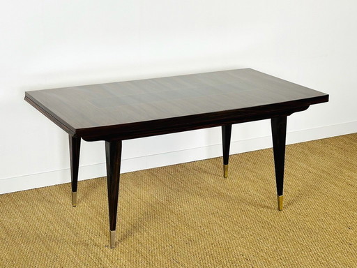 Uitschuifbare eettafel in Art Deco-stijl, gemaakt van Macassar-ebbenhout, 1940.
