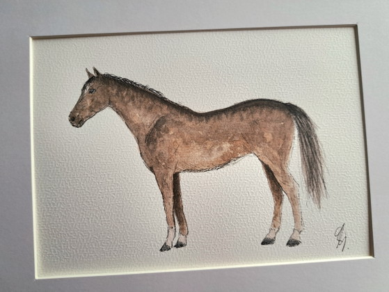 Watercolor Painting Horse Original | Includes Frame – Paintings & Drawings, Paper (photo 3 of 5)