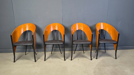 Image 1 of Sillas de comedor españolas posmodernas, años 80 - juego de 4