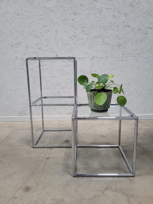 Poul Cadovius Serie Abstracta Modular Chrome Cube Side Table 1960s