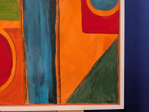 ABSTRACT AFTER HERON ST IVES ORIGINAL ACRYLIC PAINTING NIGEL WATERS FRAMED
