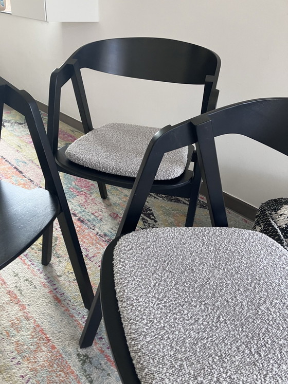 6x sedia legno venato nero con cuscino sfoderabile, Sedie da pranzo (foto 3 di 7)