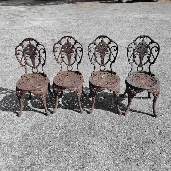Garten-Set aus Gusseisen mit Stühlen und Tisch – Marmor, Klassiek (photo 2 of 20)