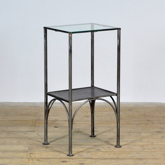 Iron bedside table, 1910s – Nightstands, Glass, Vintage (photo 3 of 7)