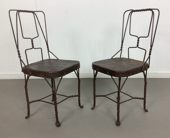 2 chaises d'enfants rares en fer à repasser à glace vintage des années 1940 – Chaises de salle à manger, Iron (photo 6 of 8)