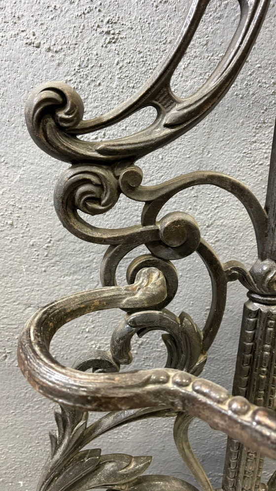 Image 1 of Antique Cast Iron Hall Stand, Victorian Coat Rack with Marble Base, Ornate Hall Tree, 19th Century