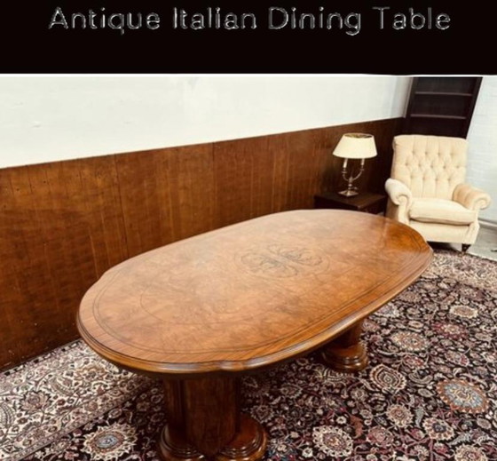 Image 1 of Eetkamerset-Antique Italiaanse eetkamer set (tafel/6 stoelen/marmer topper