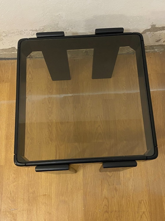 Vintage Meblo Yugoslavia Nesting Side Table, Smoked Glass, 1970s – Frattini Style – Wood (photo 12 of 15)