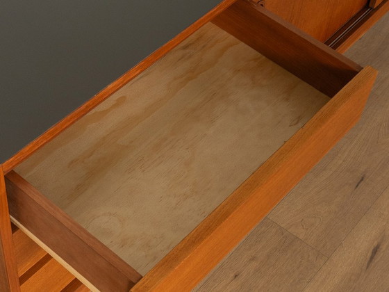 Buffet bas Mid Century Modern avec portes coulissantes et tiroirs, Bois, Marron (photo 9 sur 9)
