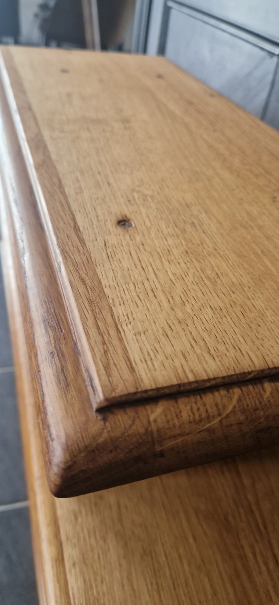 Image 1 of Lage plank in brutalistische stijl - massief eiken - jaren 1940