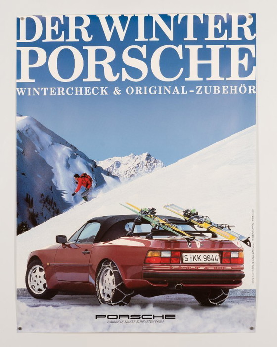 Image 1 of Der Winter Porsche – jaren 80 – Originele Vintage Porsche Poster – Vintage – 102x76 cm