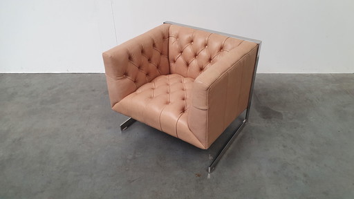chesterfield vintage design sessel camel beige leder würfel modell