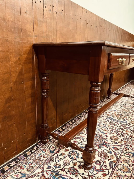 Klassiek Engelse Sidetable Bureau – Consoles, Hout, Messing (photo 6 of 14)