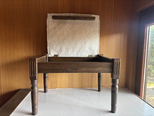 Vintage Farstrup Deens Design Voetenbankje/poef – Wood, Textile (photo 2 of 8)