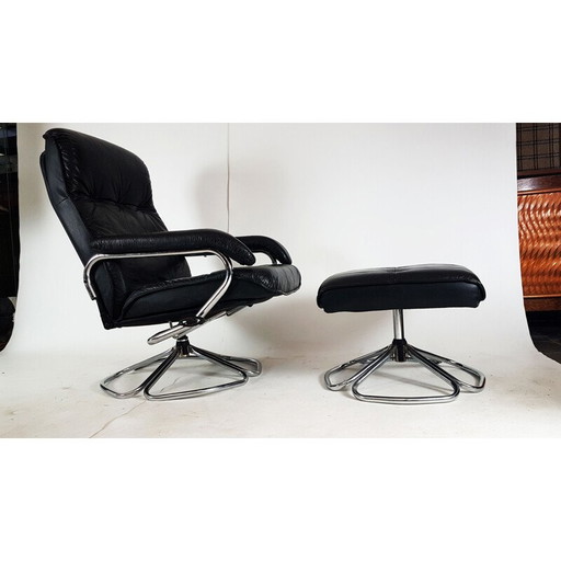 Fauteuil de salon danois avec ottoman par Unico - années 1960