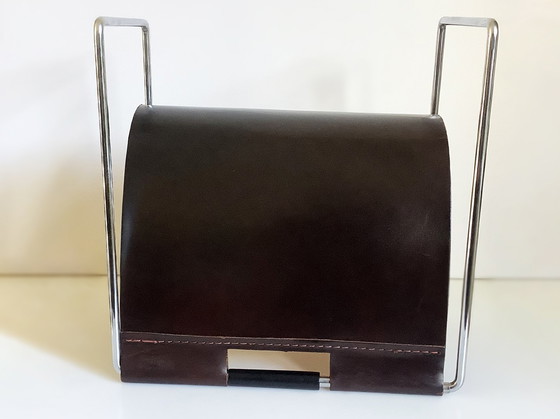 Image 1 of Brabantia Leather Chrome Reading Rack 1960s/70s