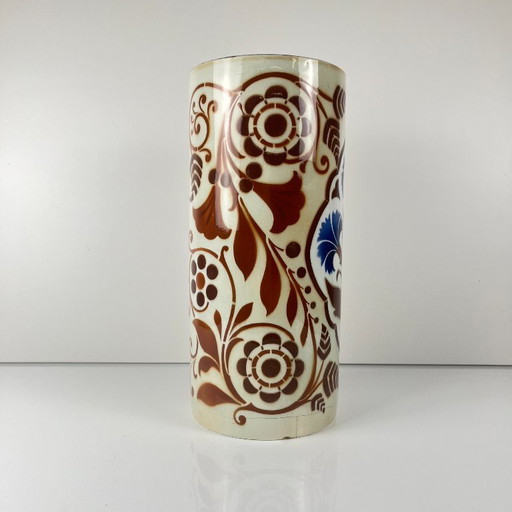 Large "Damascus" Roll Vase, KG Lunéville, 1910-1930