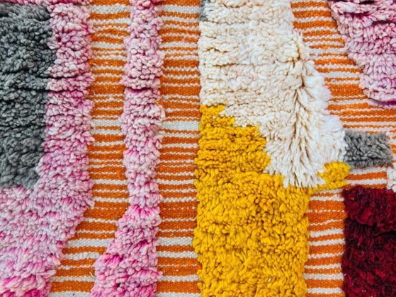 Image 1 of Tappeto marocchino Beni Ourain, color ecru con motivi colorati, 200 cm x 300 cm