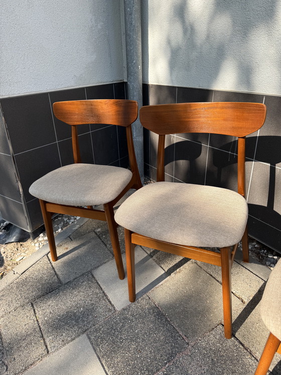 Image 1 of Set van 6 Deense 60-er jaren teakhouten eetkamerstoelen