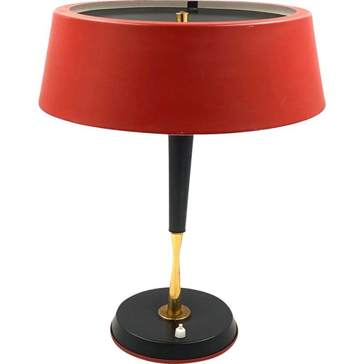 Vintage messing en aluminium tafellamp van Oscar Torlasco voor Lumi, Italië 1954