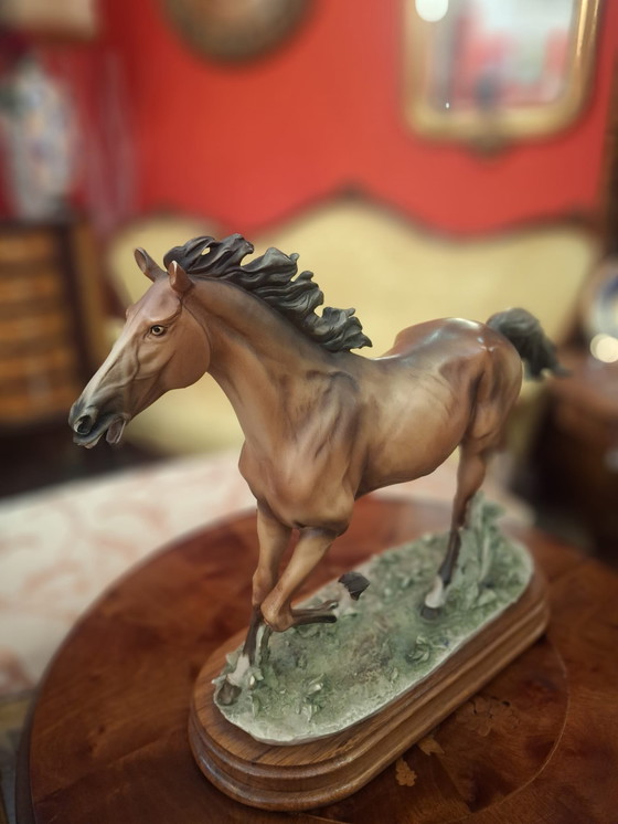 Image 1 of ​Large Capodimonte Porcelain Galloping Horse - Signed G. Armani (Mid-Century Modern)