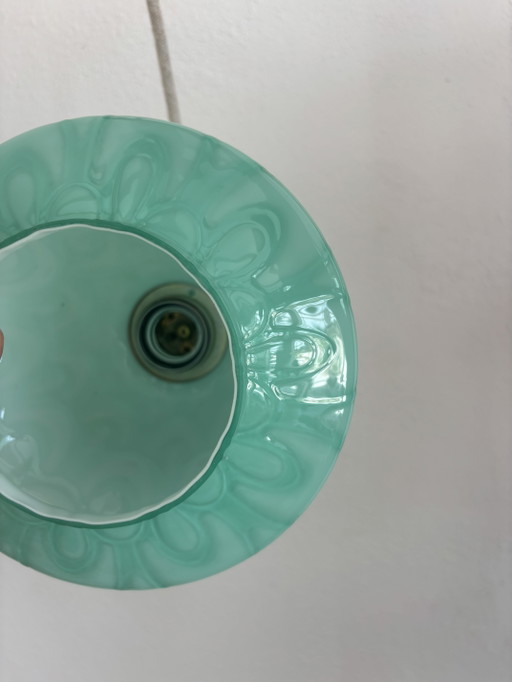 Suspension vintage portugaise en verre turquoise – hanglampen, Glass (photo 2 of 5)