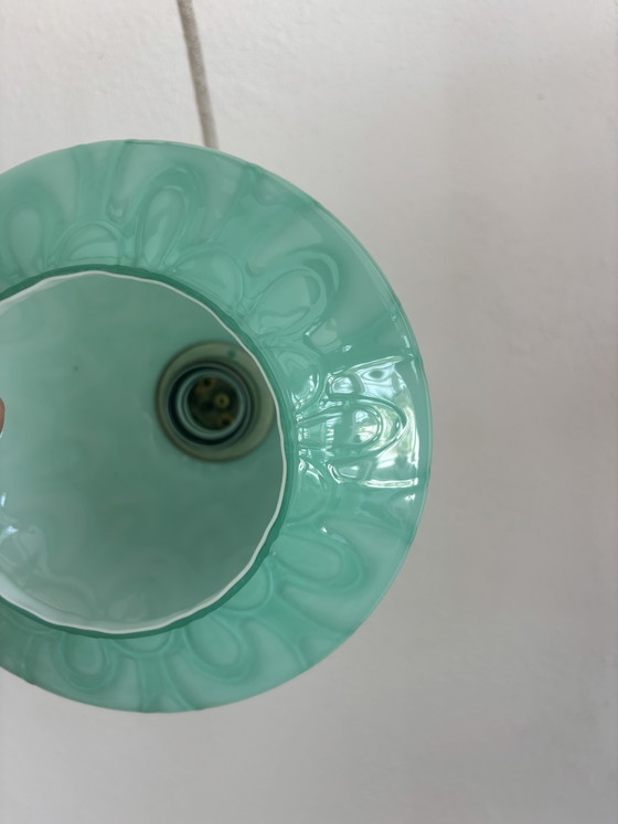 Suspension vintage portugaise en verre turquoise – Glass (photo 2 of 5)