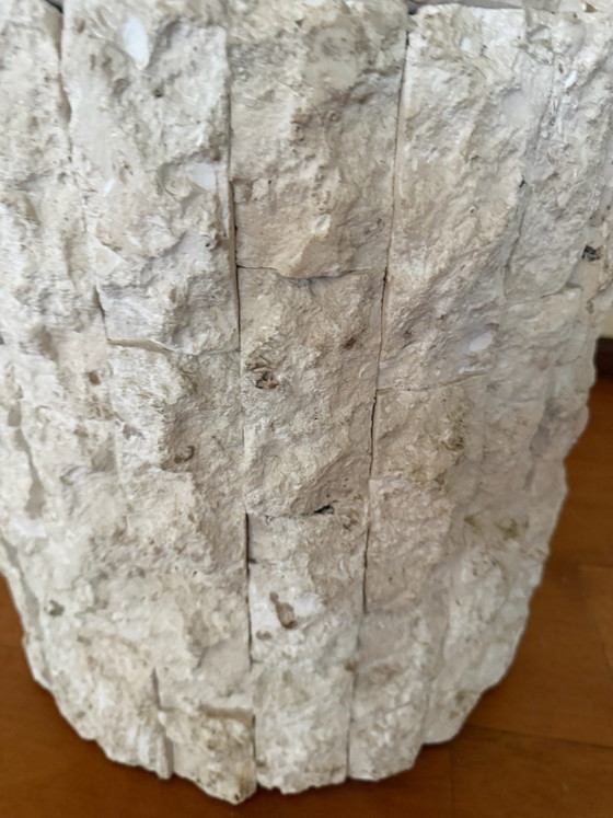 Vintage fossil stone coffee table Pierre Magnussen Ponte, Glass, Beige (photo 5 of 7)