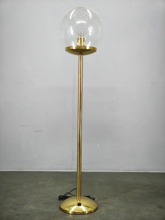 Lampadaire Space Age en Verre Bullé et Laiton, Tchécoslovaquie, Années 1970 – Brass (photo 2 of 12)