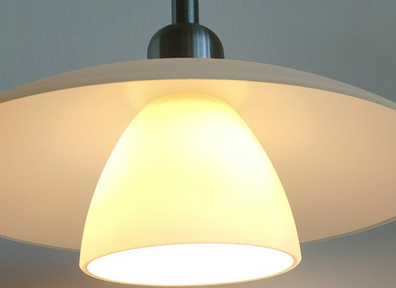 Image 1 of Vintage/Retro 'Nordic style' diffuus matwit glazen plafondlamp
